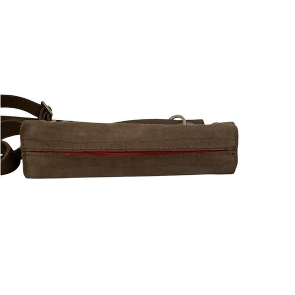 Hammitt Tony Small Taupe Embossed Suede Crossbody Handbag Adjustable Strap - Picture 10 of 14